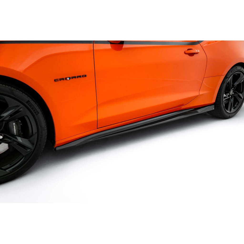 Maxton Design difuzory pod boční prahy ver.2 pro Chevrolet Camaro SS Mk6 Facelift, černý lesklý plast ABS