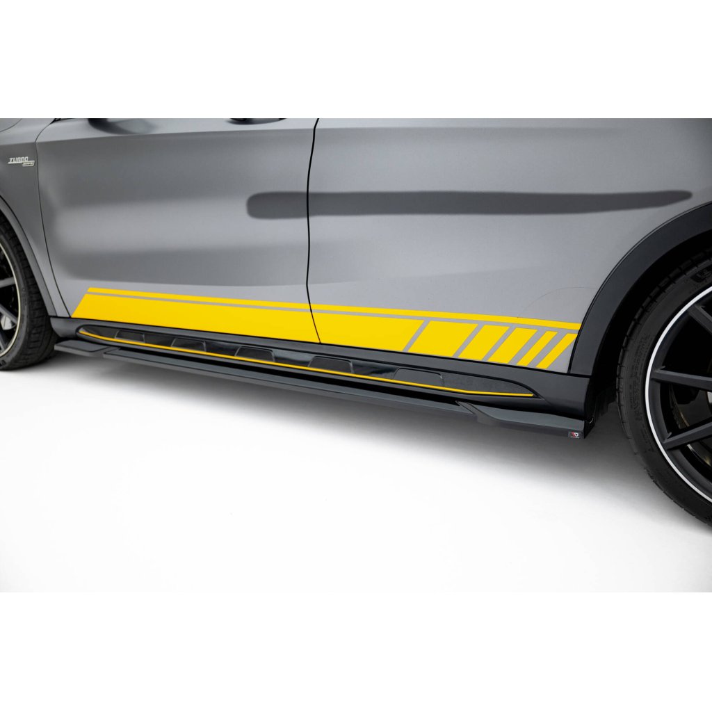 Maxton Design difuzory pod boční prahy ver.2 pro Mercedes GLA X156/AMG, černý lesklý plast ABS