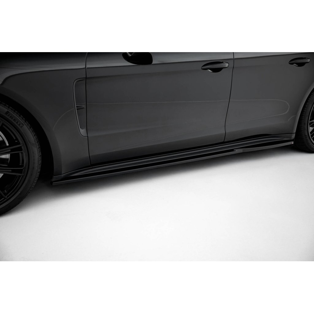 Maxton Design difuzory pod boční prahy ver.2 pro Porsche Panamera 971 E-Hybrid, černý lesklý plast ABS, vč. Turbo S