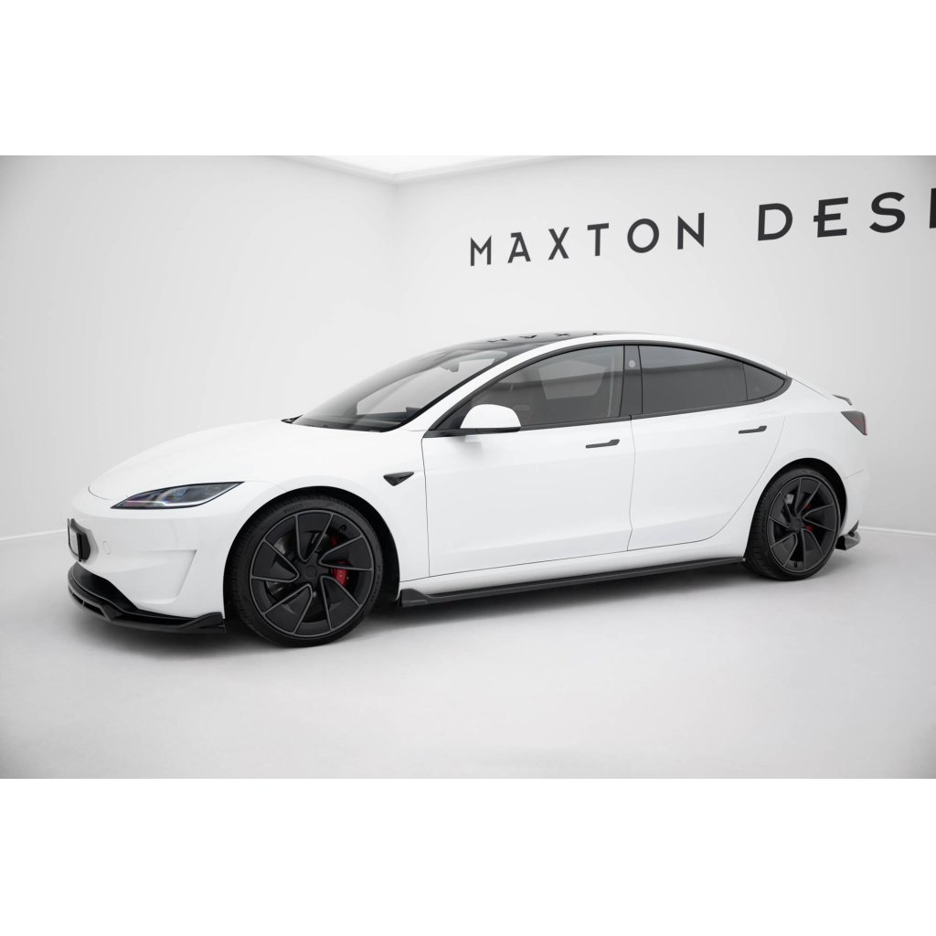 Maxton Design difuzory pod boční prahy ver.2 pro Tesla Model 3 Mk1, černý lesklý plast ABS