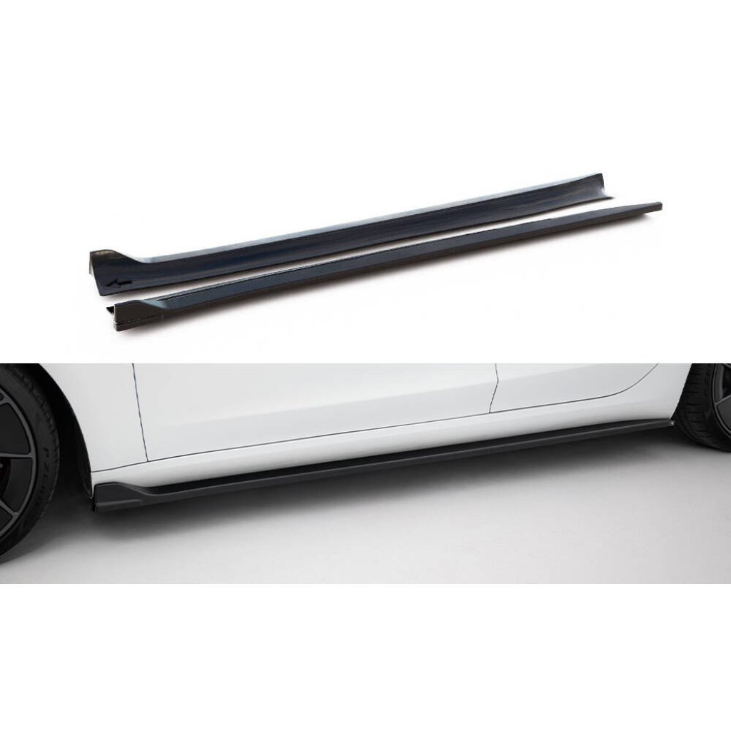 Maxton Design difuzory pod boční prahy ver.2 pro Tesla Model 3 Mk1, černý lesklý plast ABS