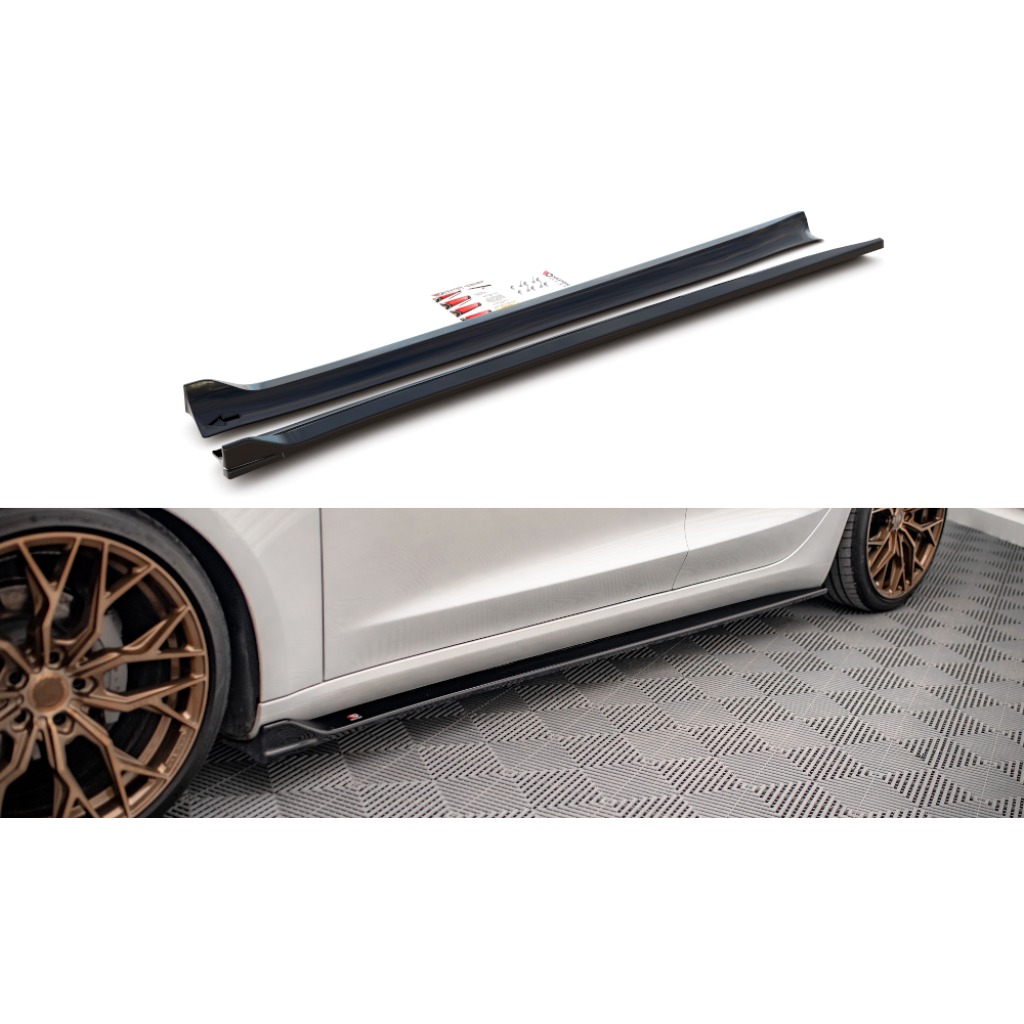 Maxton Design difuzory pod boční prahy ver.2 pro Tesla Model 3 Mk1, plast ABS bez povrchové úpravy