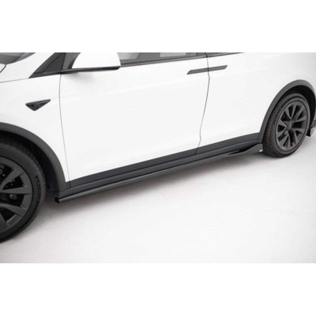 Maxton Design difuzory pod boční prahy ver.2 pro Tesla Model X Mk1 Facelift, černý lesklý plast ABS