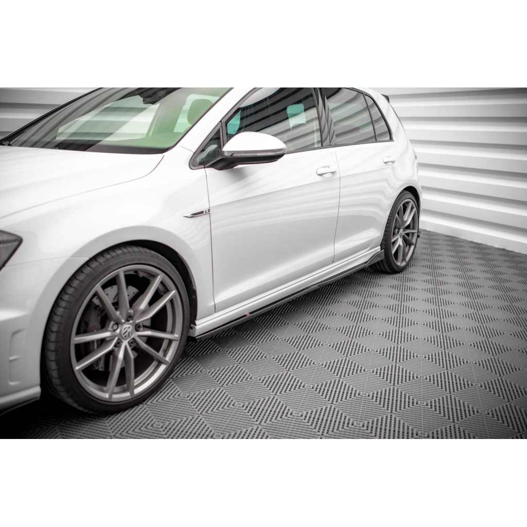 Maxton Design difuzory pod boční prahy ver.2 pro Volkswagen Golf R Mk7, černý lesklý plast ABS