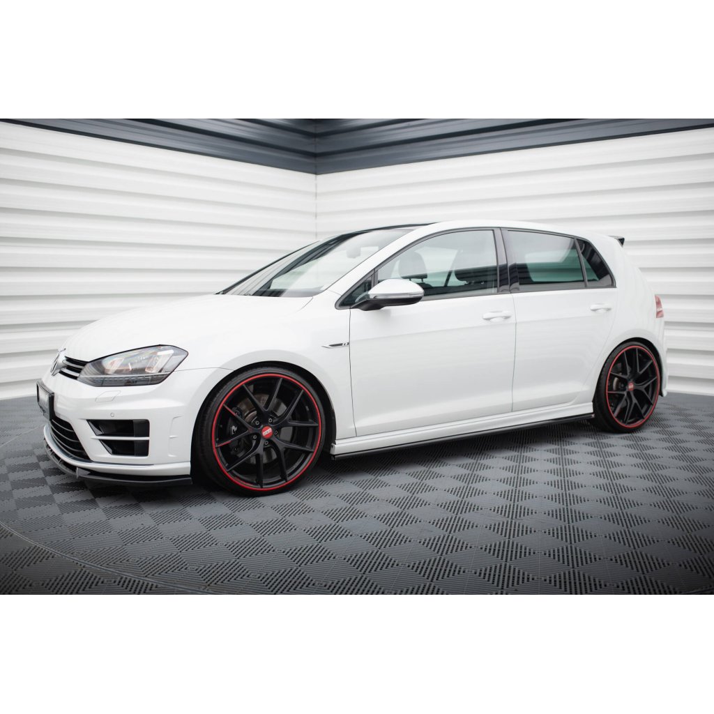 Maxton Design difuzory pod boční prahy ver.3 pro Volkswagen Golf R Mk7, černý lesklý plast ABS