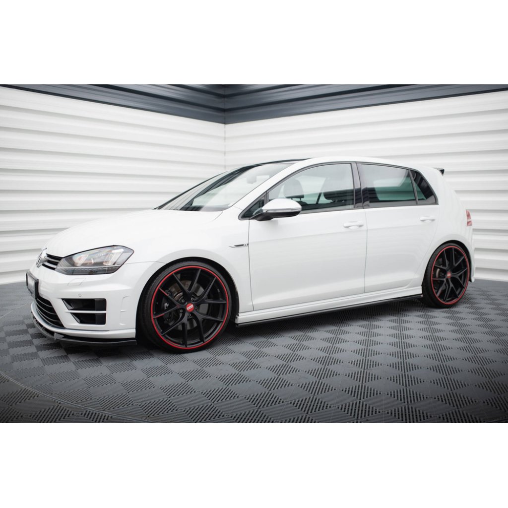 Maxton Design difuzory pod boční prahy ver.3 pro Volkswagen Golf R Mk7, černý lesklý plast ABS