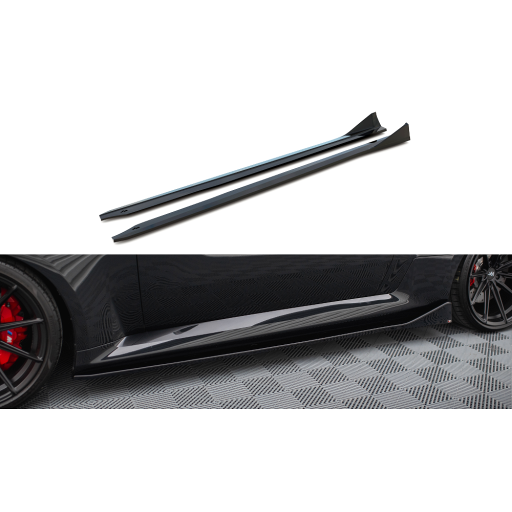 Maxton Design difuzory pod boční prahy ver.4 pro BMW M2 G87, černý lesklý plast ABS