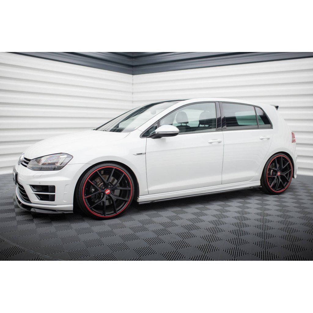 Maxton Design difuzory pod boční prahy ver.4 pro Volkswagen Golf R Mk7, černý lesklý plast ABS