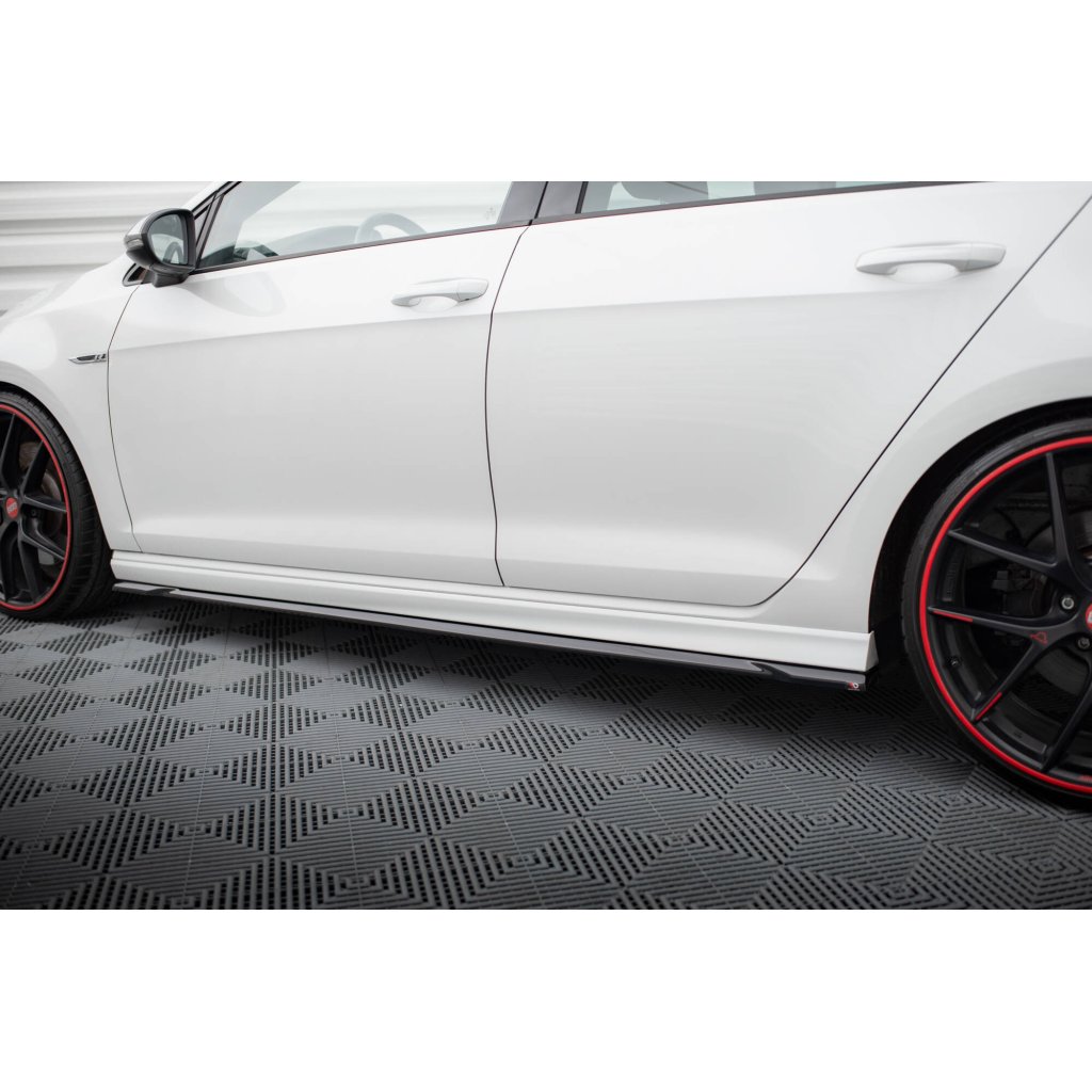 Maxton Design difuzory pod boční prahy ver.4 pro Volkswagen Golf R Mk7, černý lesklý plast ABS