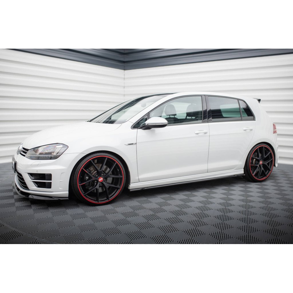 Maxton Design difuzory pod boční prahy ver.4 pro Volkswagen Golf R Mk7, černý lesklý plast ABS