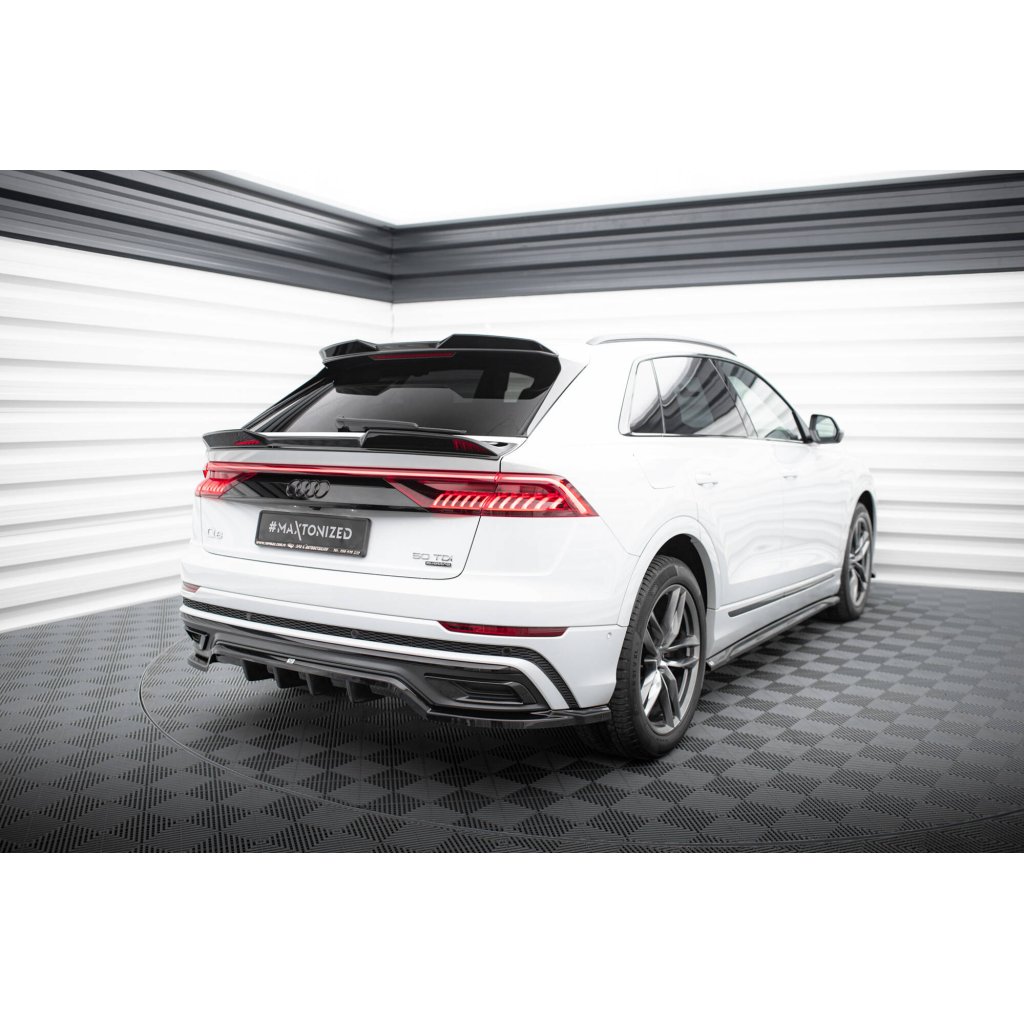 Maxton Design horní prodloužení spoileru 3d pro Audi Q8 Mk 1 FL, černý lesklý plast ABS, S-Line
