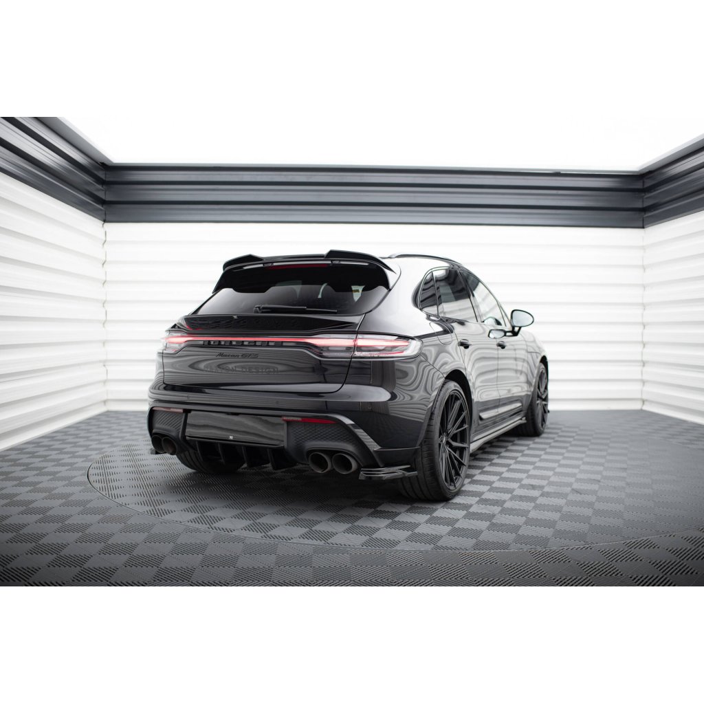 Maxton Design horní prodloužení spoileru 3d pro Porsche Macan GTS Mk1 Facelift 2, černý lesklý plast ABS