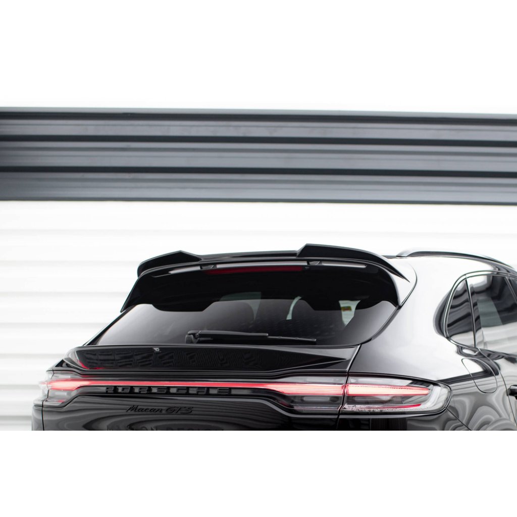 Maxton Design horní prodloužení spoileru 3d pro Porsche Macan GTS Mk1 Facelift 2, černý lesklý plast ABS