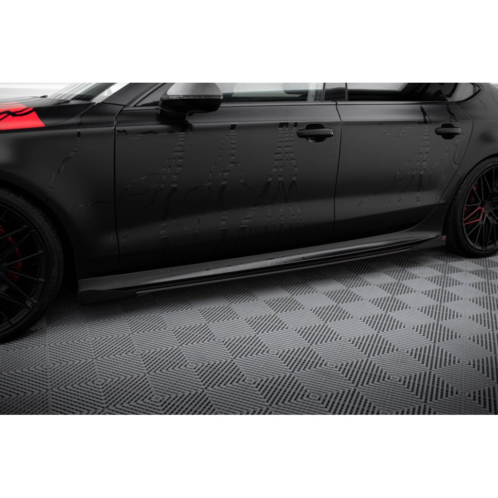 Maxton Design křidélka bočních difuzorů pro Audi A7 C7, plast ABS bez povrchové úpravy, S-Line