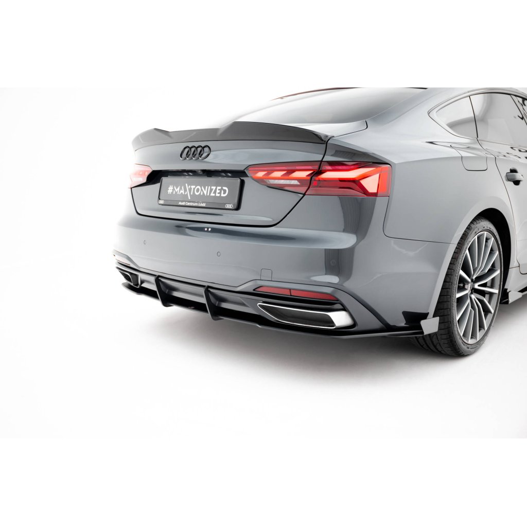 Maxton Design křidélka bočních difuzorů zad. nárazníku pro Audi A5 F5 Facelift, černý lesklý plast ABS