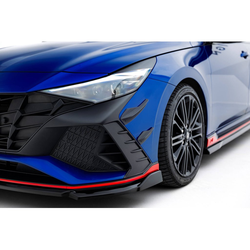Maxton Design přítlačná křidélka předního nárazníku pro Hyundai Elantra N Mk7, plast ABS bez povrchové úpravy