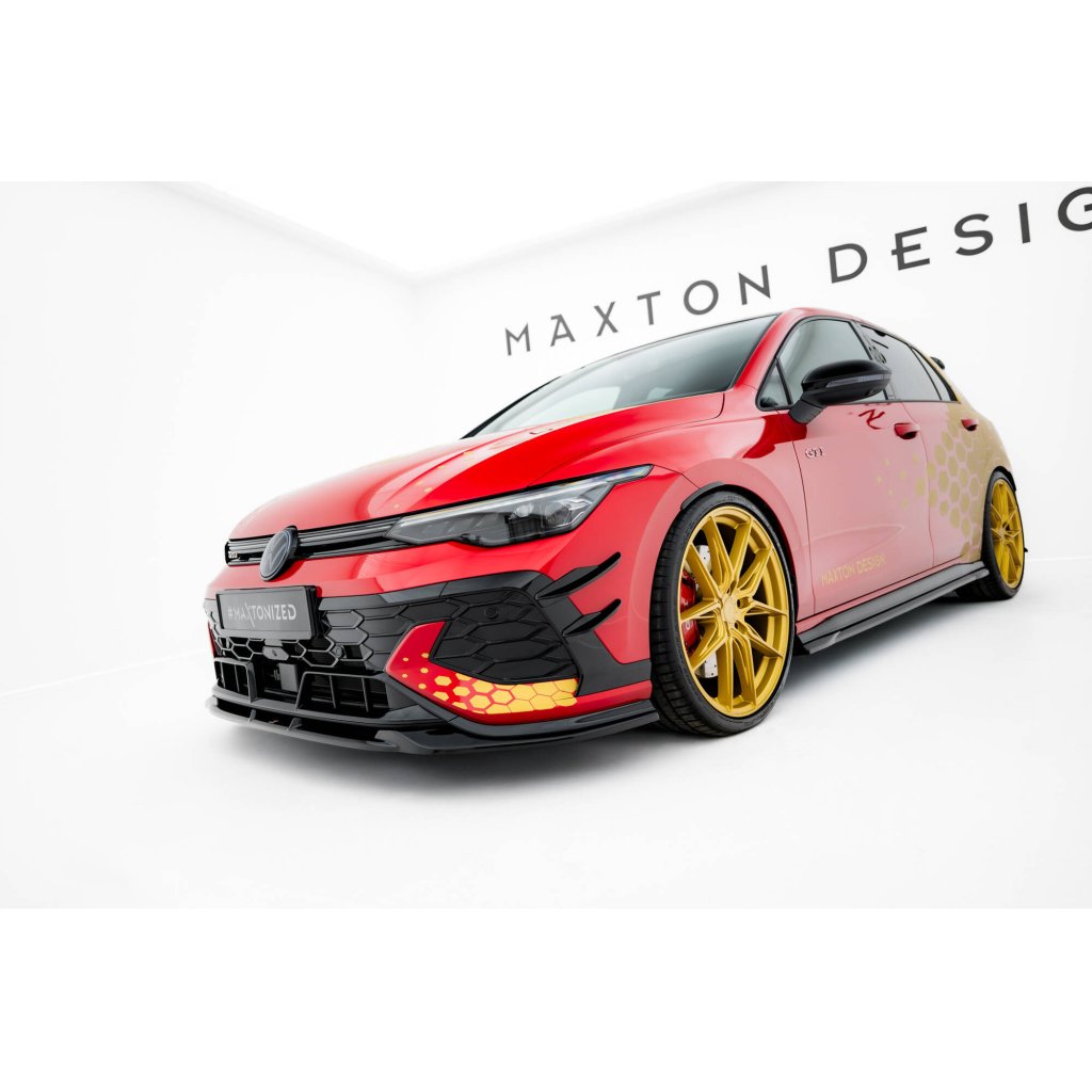 Maxton Design přítlačná křidélka předního nárazníku pro Volkswagen Golf GTI Mk8 Facelift, plast ABS bez povrchové úpravy, Clubsport