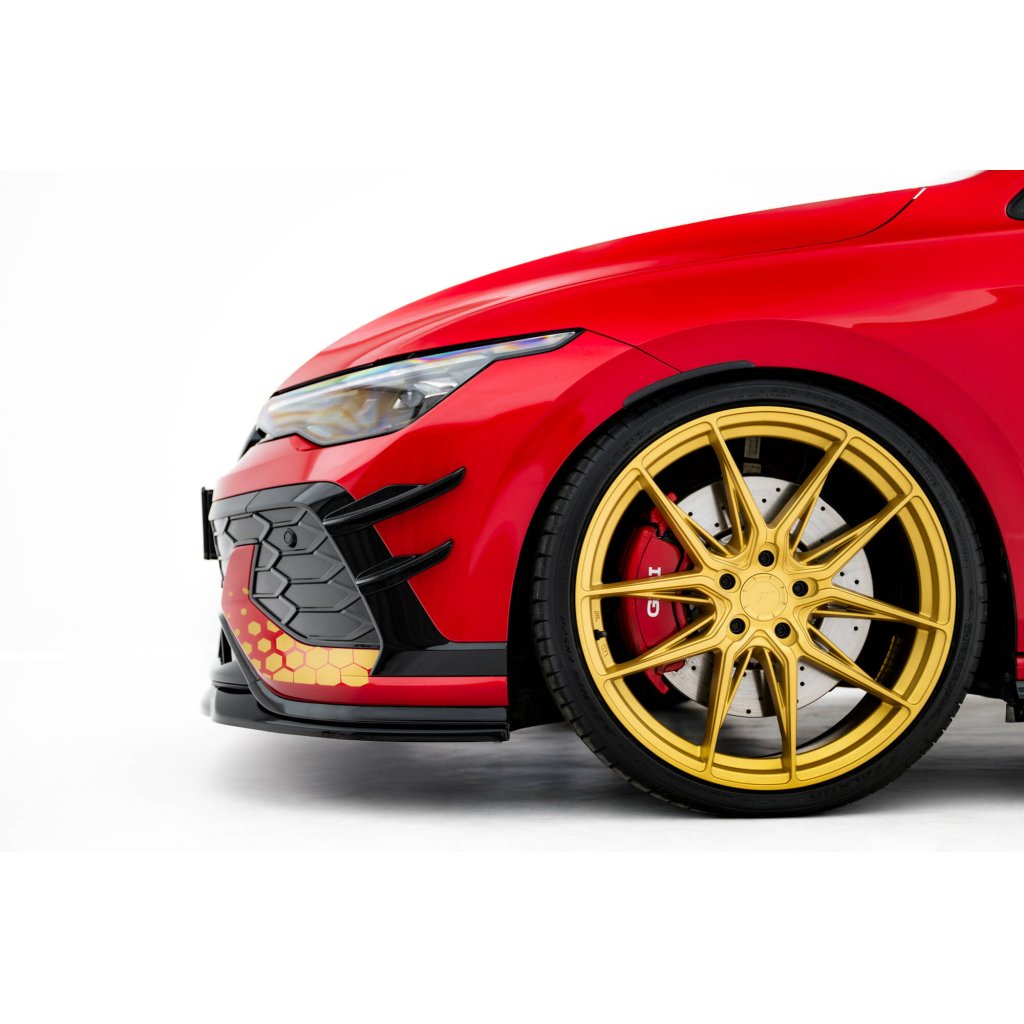 Maxton Design přítlačná křidélka předního nárazníku pro Volkswagen Golf GTI Mk8 Facelift, plast ABS bez povrchové úpravy, Clubsport
