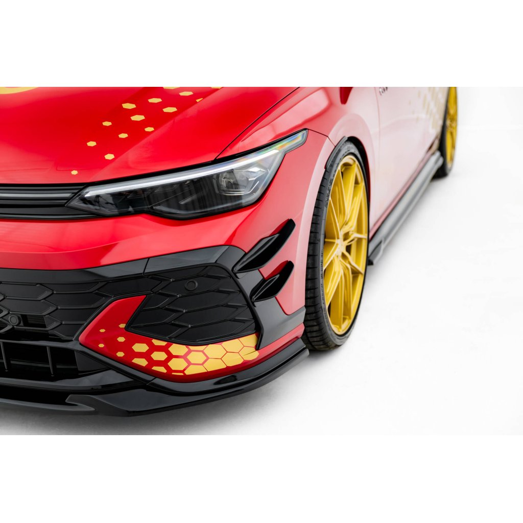 Maxton Design přítlačná křidélka předního nárazníku pro Volkswagen Golf GTI Mk8 Facelift, plast ABS bez povrchové úpravy, Clubsport