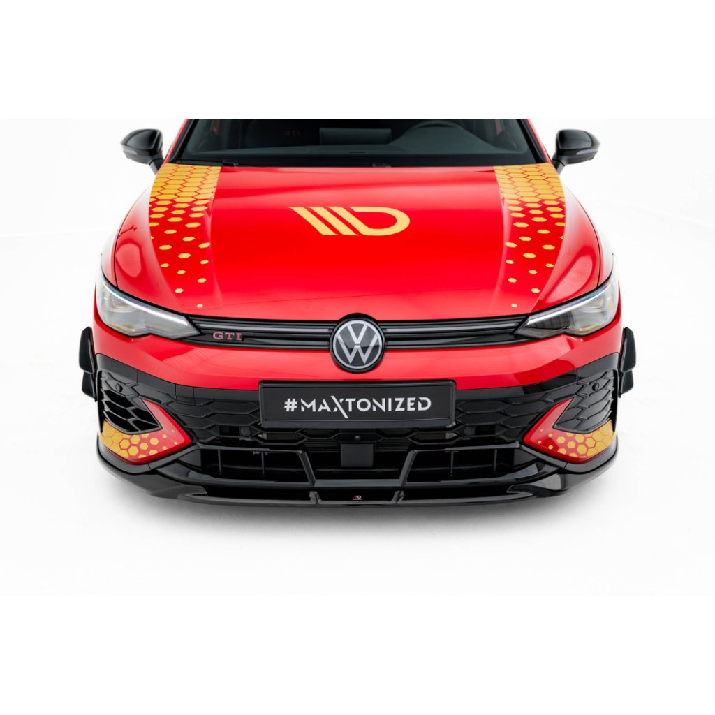 Maxton Design přítlačná křidélka předního nárazníku pro Volkswagen Golf GTI Mk8 Facelift, plast ABS bez povrchové úpravy, Clubsport