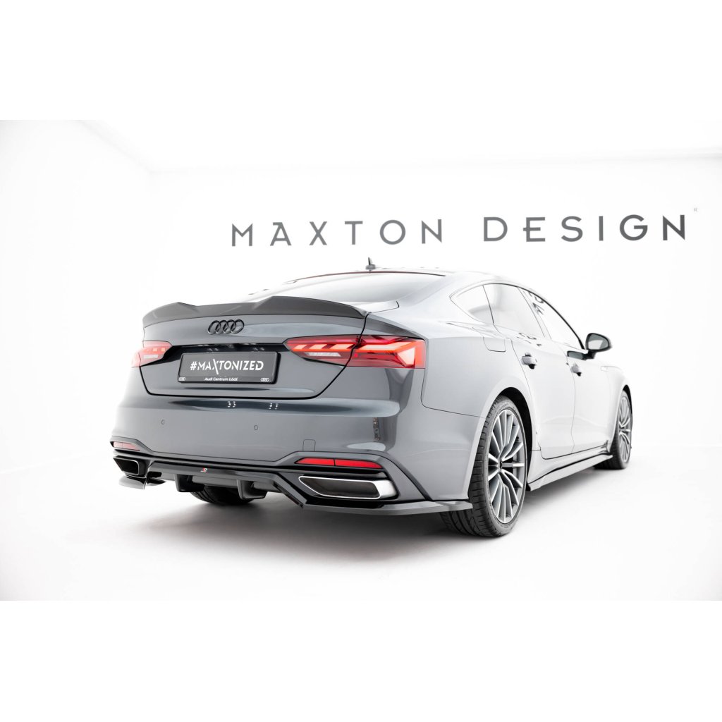 Maxton Design prodloužení spoileru 3d pro Audi A5 F5 Facelift, černý lesklý plast ABS, S-Line Sportback/Sportback