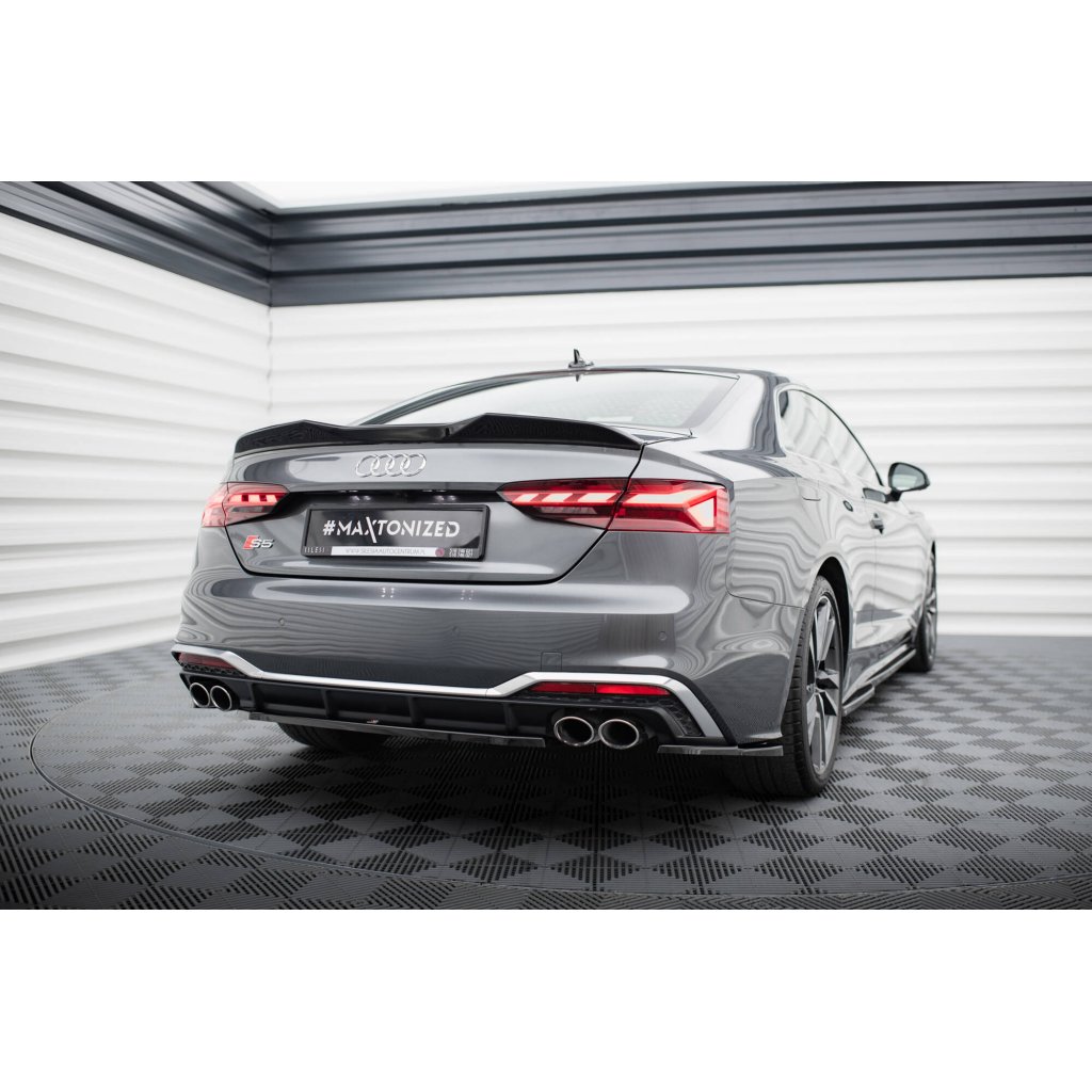 Maxton Design prodloužení spoileru 3d pro Audi A5 F5 FL, černý lesklý plast ABS, S-Line Coupe