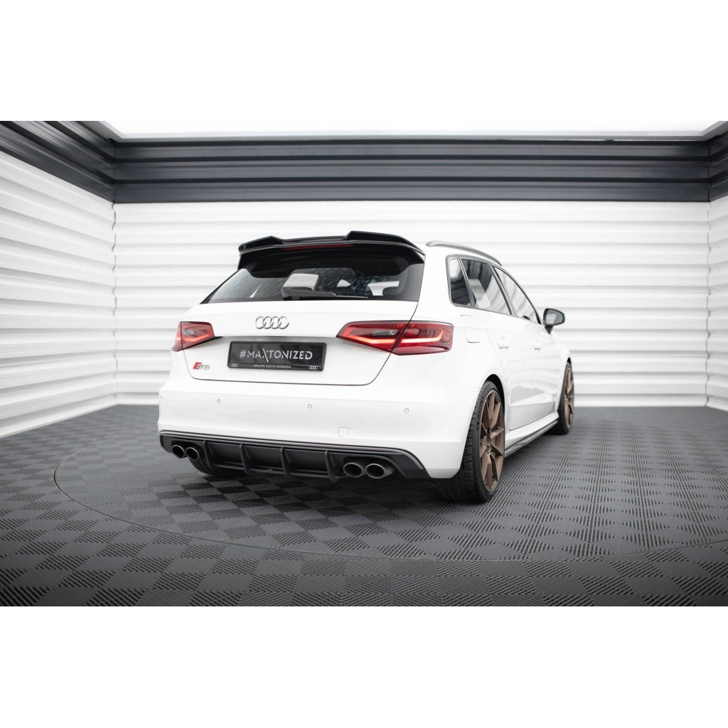 Maxton Design prodloužení spoileru 3d pro Audi S3 8V, černý lesklý plast ABS, Sportback/Hatchback