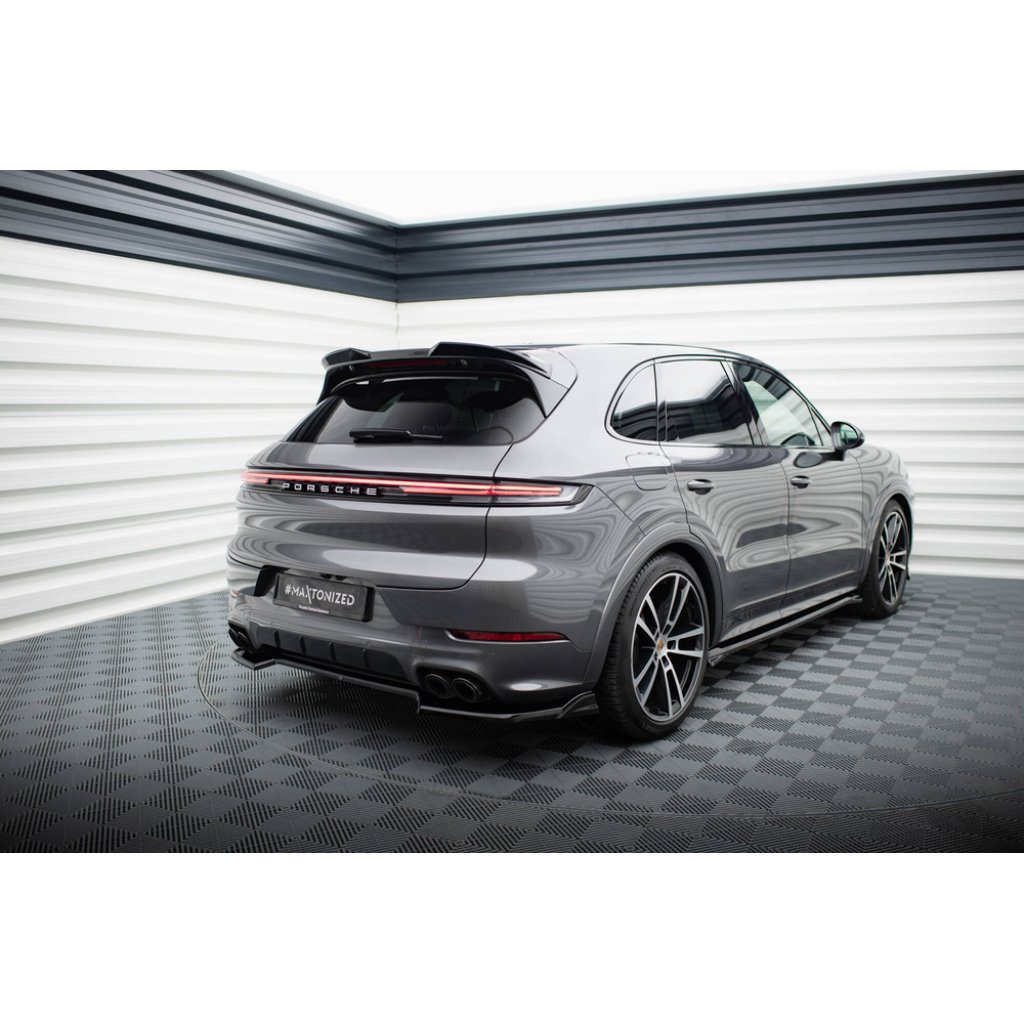 Maxton Design prodloužení spoileru 3d pro Porsche Cayenne Mk3 Facelift, černý lesklý plast ABS, SUV - S/ E-Hybrid/ S E-Hybrid