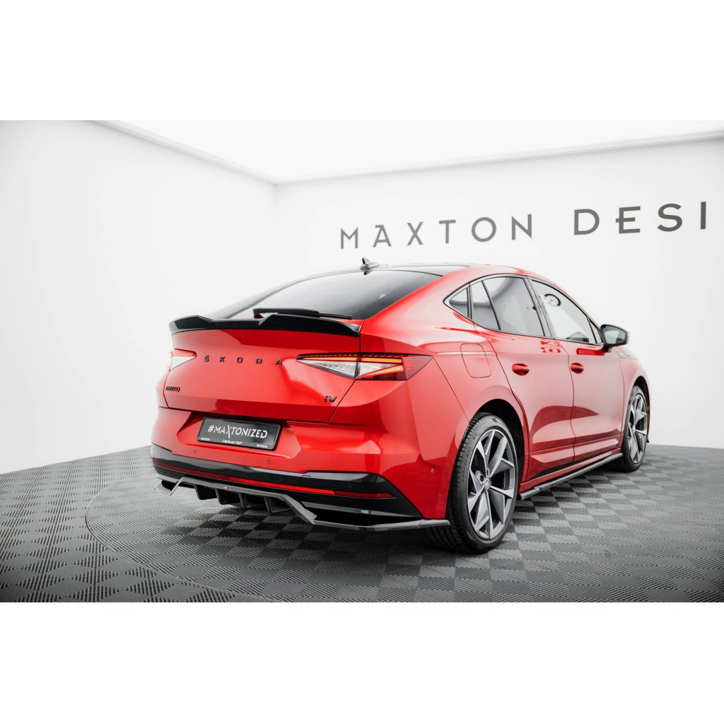Maxton Design prodloužení spoileru 3d pro Škoda Enyaq iV RS Mk1, černý lesklý plast ABS