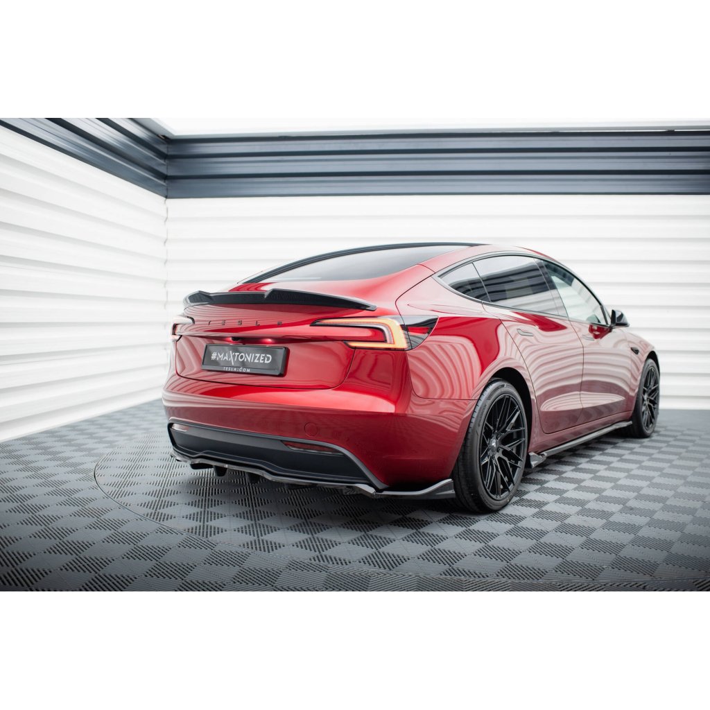 Maxton Design prodloužení spoileru 3d pro Tesla Model 3 Mk1, Mk1 Project Highland Facelift, černý lesklý plast ABS