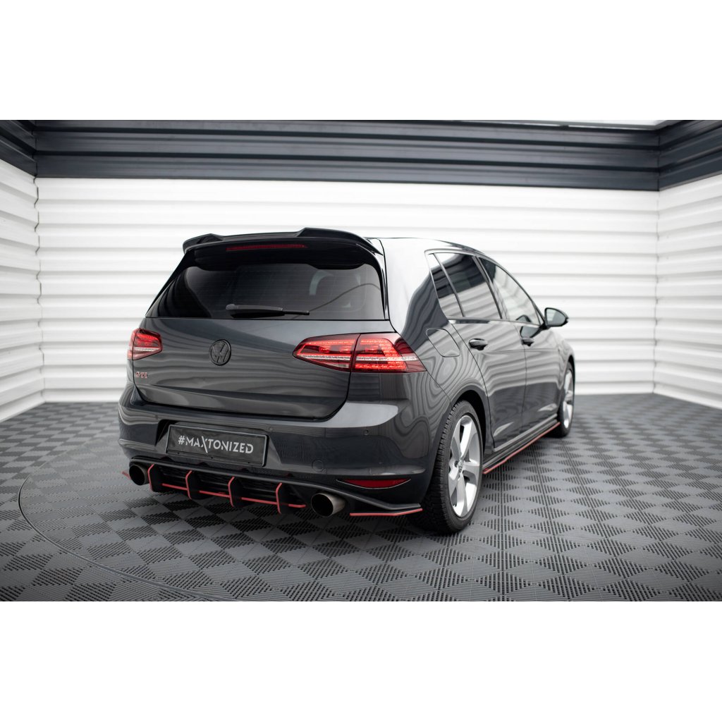 Maxton Design prodloužení spoileru 3d pro Volkswagen Golf R-Line Mk7, Mk7 Facelift, černý lesklý plast ABS