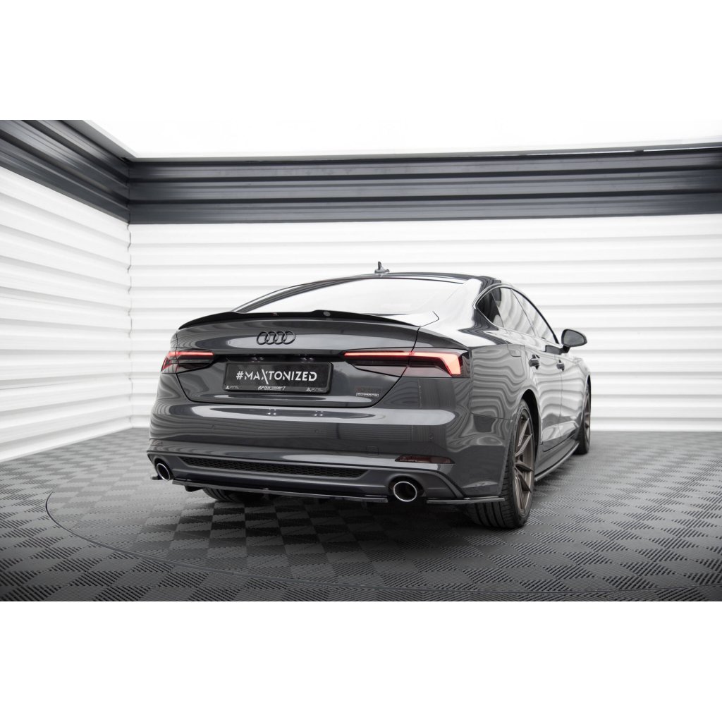 Maxton Design prodloužení spoileru pro Audi A5 F5, F5 FL, černý lesklý plast ABS, S-Line, Sportback