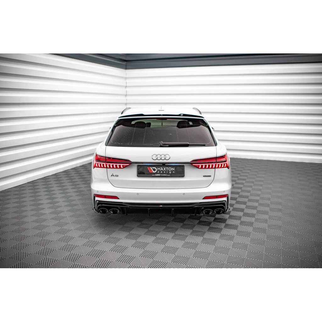 Maxton Design prodloužení spoileru pro Audi A6 C8, černý lesklý plast ABS, S-Line