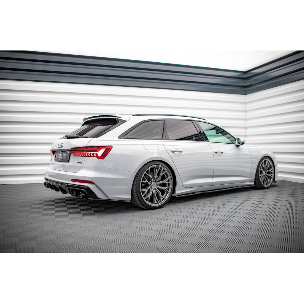 Maxton Design prodloužení spoileru pro Audi A6 C8, černý lesklý plast ABS, S-Line