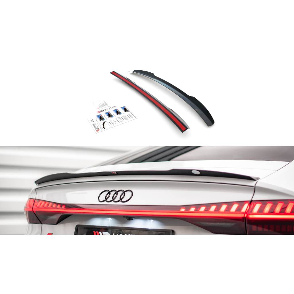 Maxton Design prodloužení spoileru pro Audi A7 C8 S-Line, černý lesklý plast ABS
