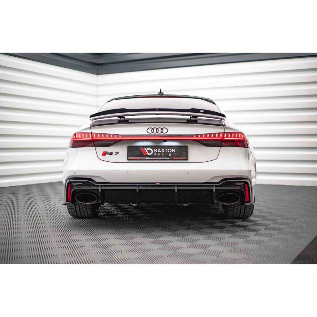 Maxton Design prodloužení spoileru pro Audi A7 C8 S-Line, černý lesklý plast ABS