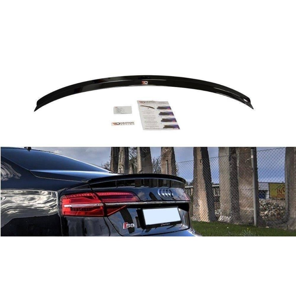 Maxton Design prodloužení spoileru pro Audi S8 D4 FL, černý lesklý plast ABS