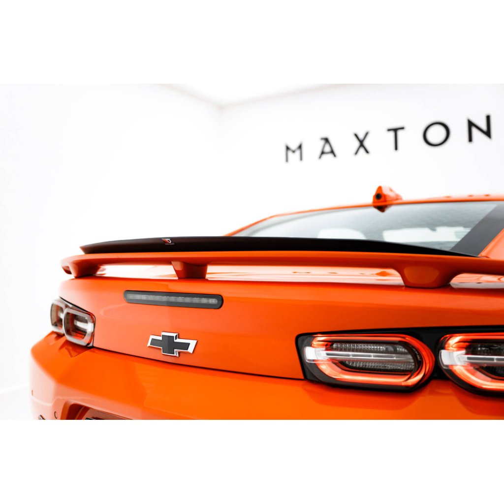 Maxton Design prodloužení spoileru pro Chevrolet Camaro SS Mk6 Facelift, černý lesklý plast ABS
