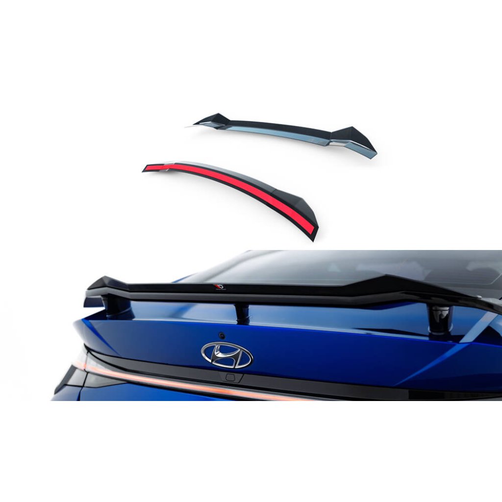 Maxton Design prodloužení spoileru pro Hyundai Elantra N Mk7, černý lesklý plast ABS