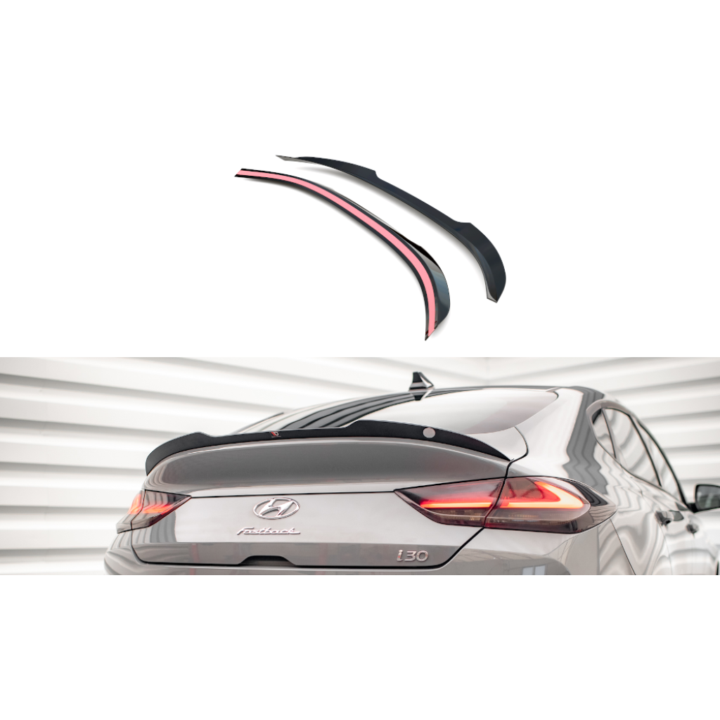 Maxton Design prodloužení spoileru pro Hyundai I30 Mk3, MK3 Facelift, černý lesklý plast ABS, Fastback N-Line