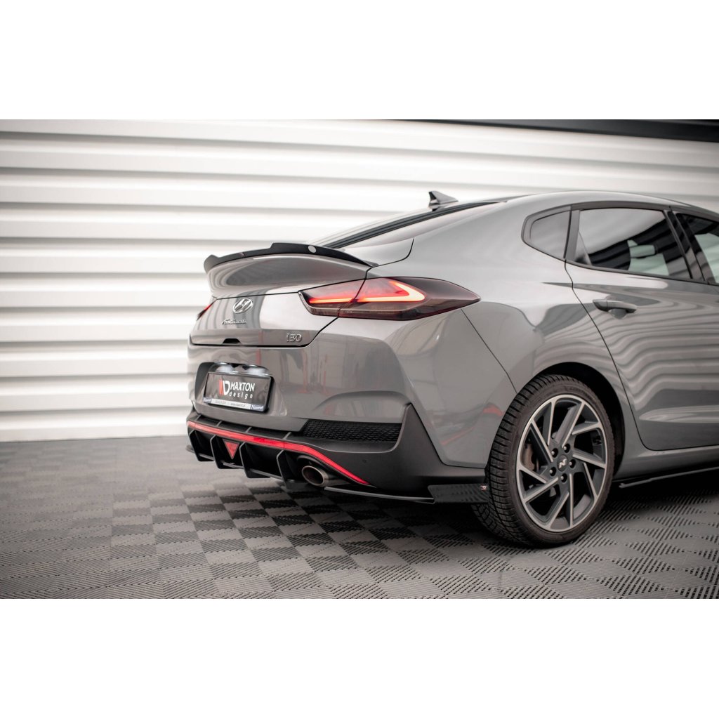 Maxton Design prodloužení spoileru pro Hyundai I30 Mk3, MK3 Facelift, černý lesklý plast ABS, Fastback N-Line