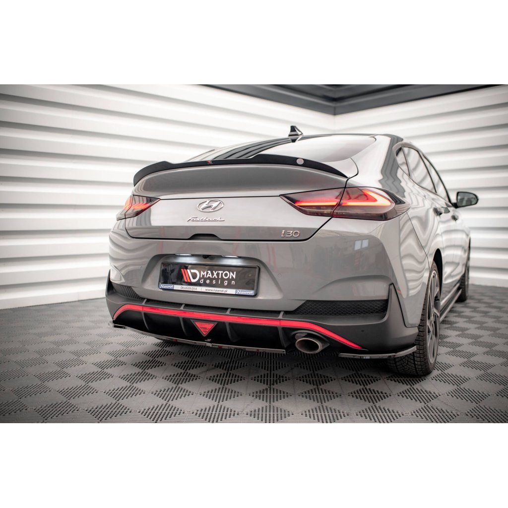 Maxton Design prodloužení spoileru pro Hyundai I30 Mk3, MK3 Facelift, černý lesklý plast ABS, Fastback N-Line