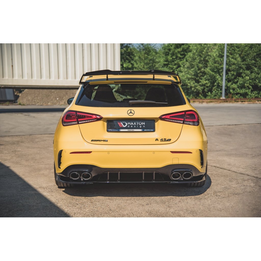 Maxton Design prodloužení spoileru pro Mercedes třída A W177 45 AMG, černý lesklý plast ABS, pouze pro Aero package