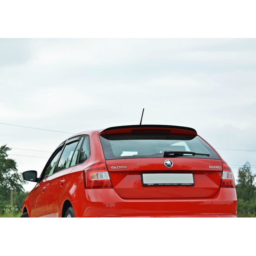 Maxton Design prodloužení spoileru pro Škoda Rapid, černý lesklý plast ABS, Spaceback