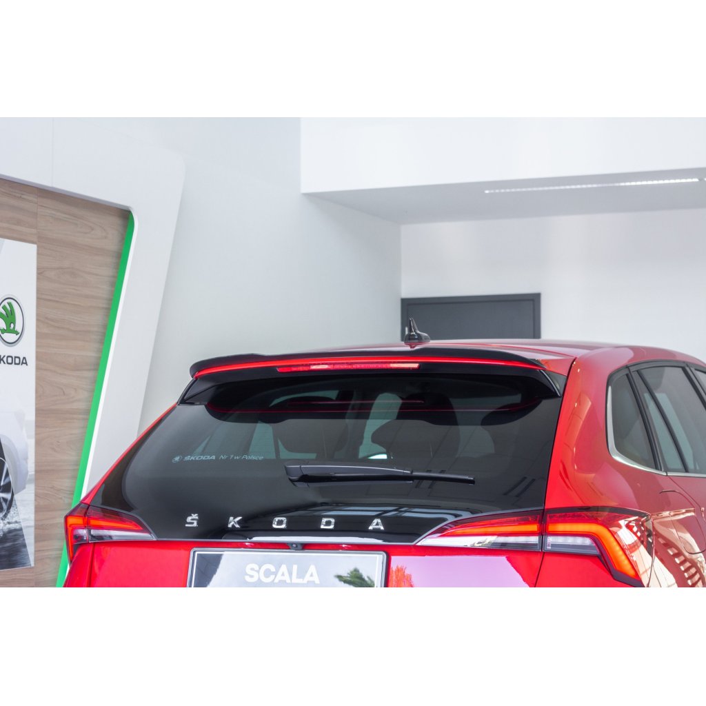 Maxton Design prodloužení spoileru pro Škoda Scala, černý lesklý plast ABS, pouze pro originální spoiler č. 657827939