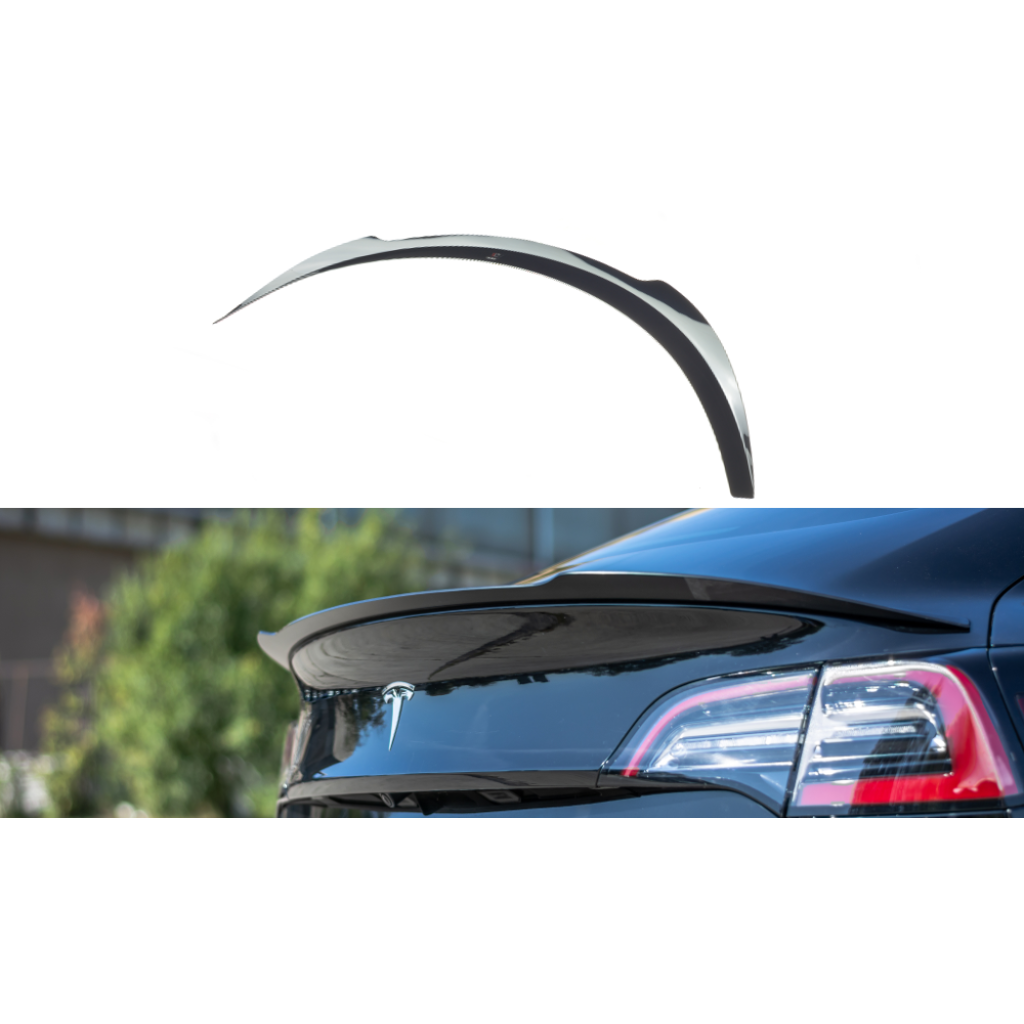 Maxton Design prodloužení spoileru pro Tesla Model 3 Mk1, černý lesklý plast ABS