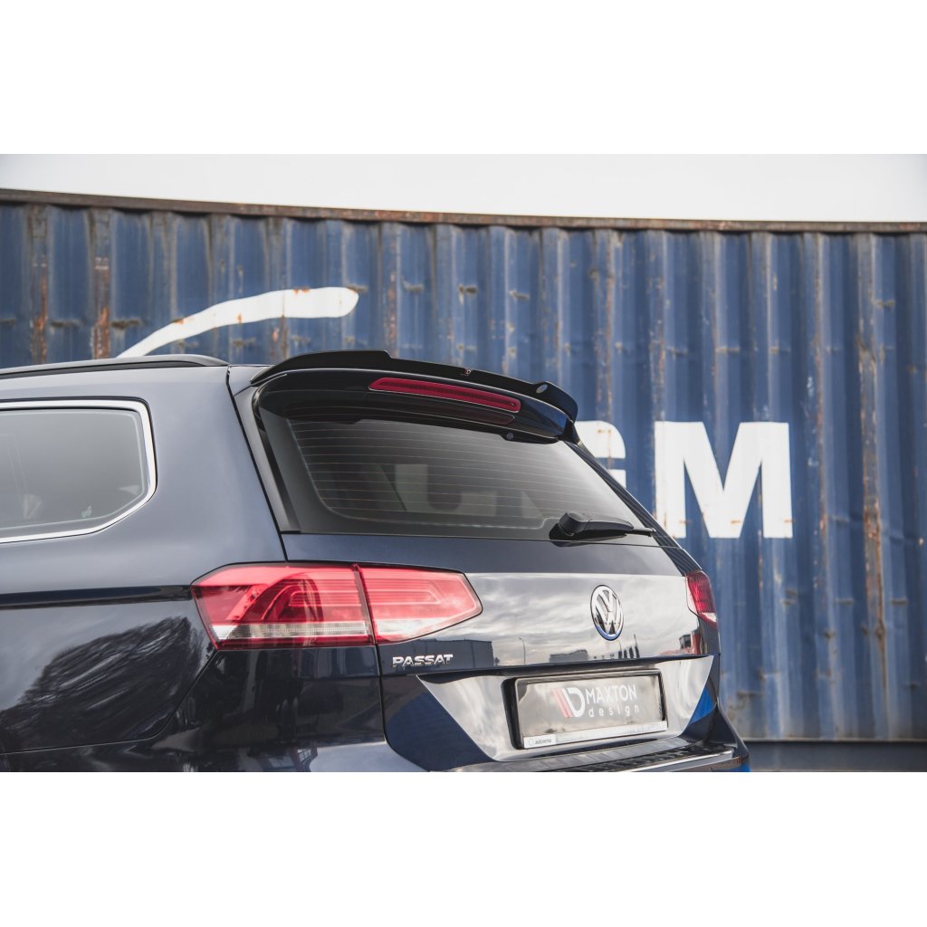 Maxton Design prodloužení spoileru pro Volkswagen Passat Mk8 (B8), černý lesklý plast ABS