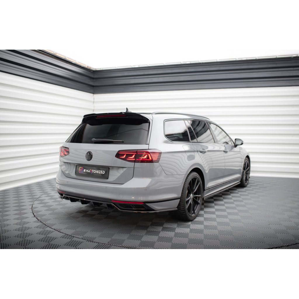 Maxton Design prodloužení spoileru pro Volkswagen Passat Mk8 (B8), černý lesklý plast ABS, R-Line