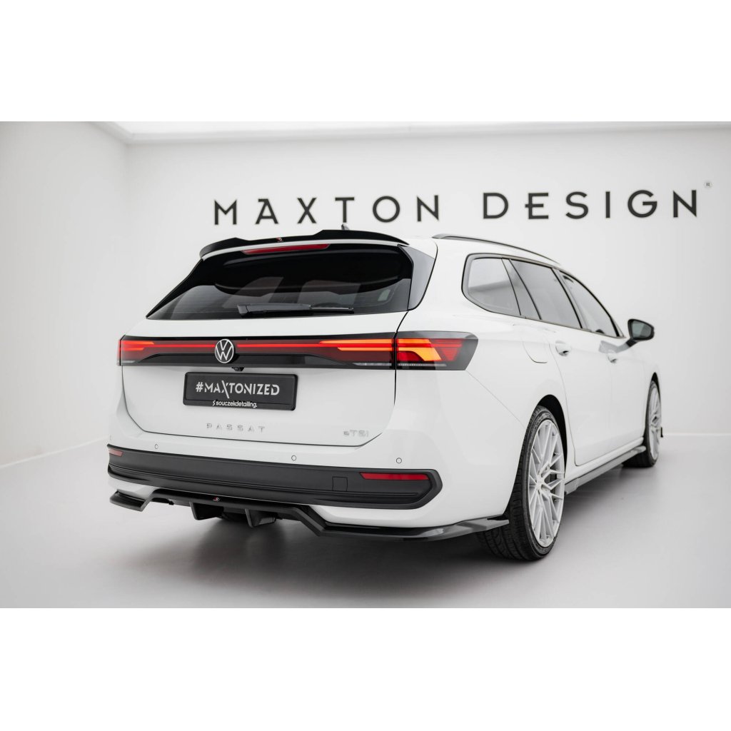 Maxton Design prodloužení spoileru pro Volkswagen Passat Mk9 (B9), černý lesklý plast ABS