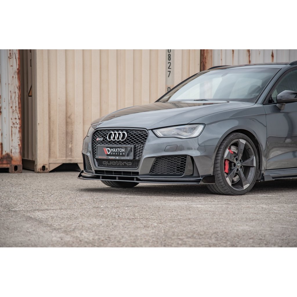 Maxton Design "Racing durability" spoiler pod přední nárazník s rohovými splittery pro Audi RS3 8V, plast ABS bez povrchové úpravy, Sportback